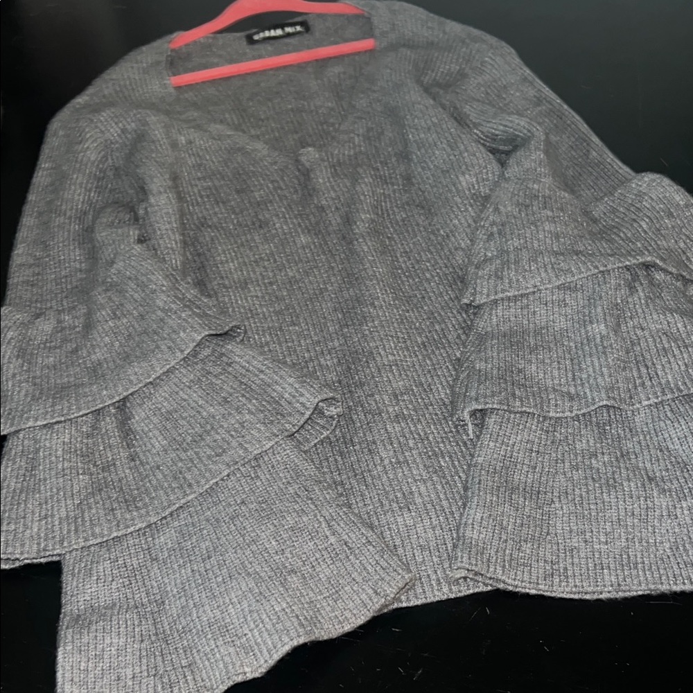 Urban mix Charcoal Ruffle Sleeve Cardigan